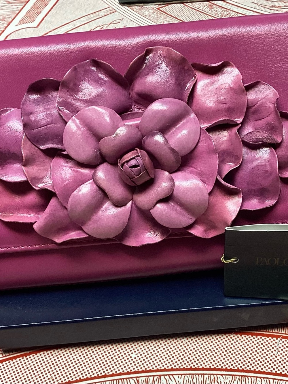 Paolo Masi Fuchsia Floral Leather Clutch